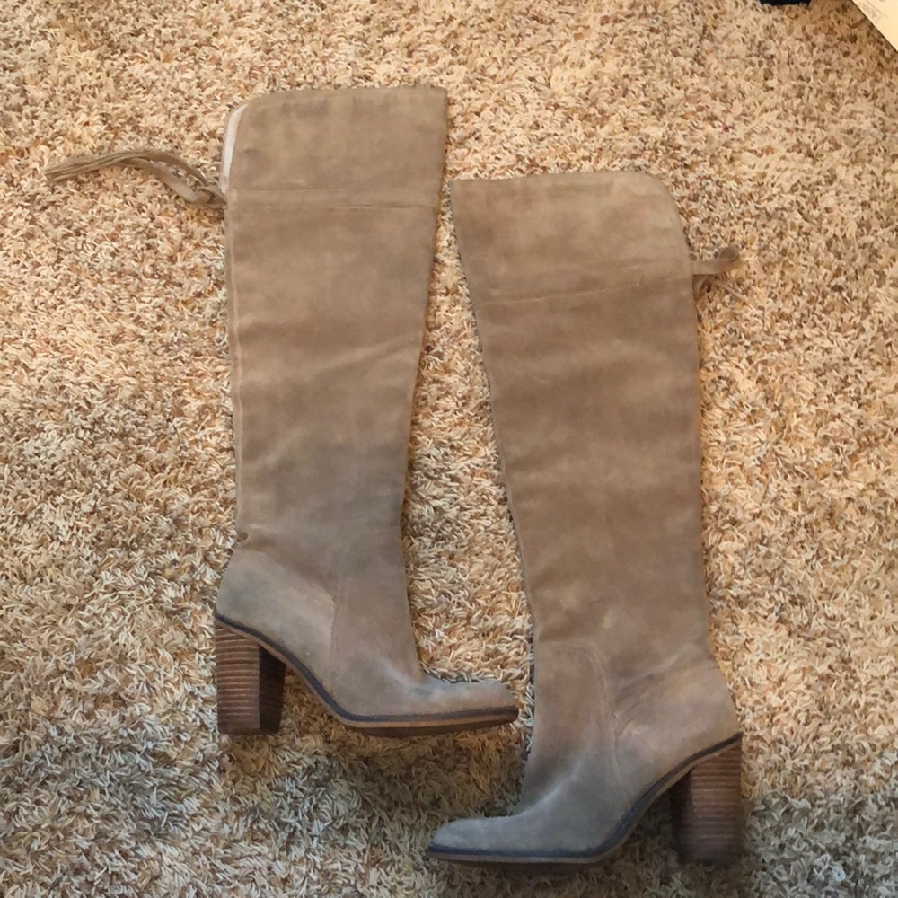 Franco Sarto Ellyn Suede Over the Knee Boots Taupe